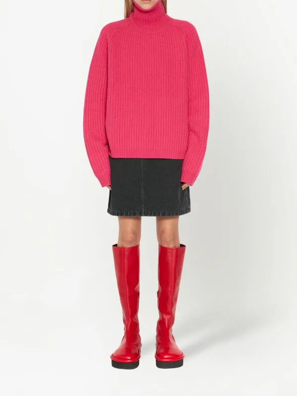 J W Anderson ウールピンクニット サイズS JW Anderson ラグランスリーブ タートルネック セーター | ピンク