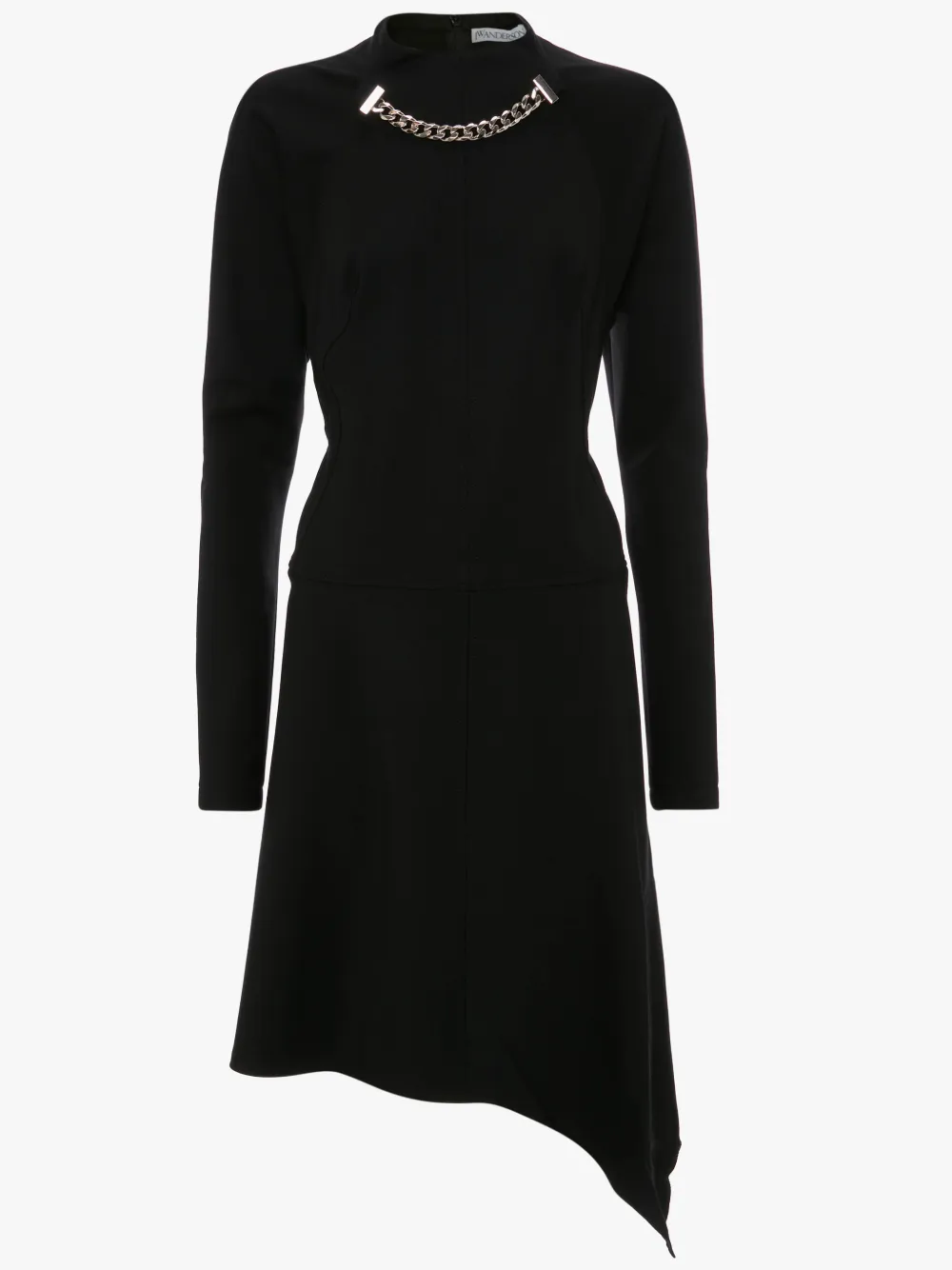 NECK CHAIN LONG SLEEVE DRESS In Black JW Anderson neck-chain-long-sleeve-dress-in-black-jw-anderson