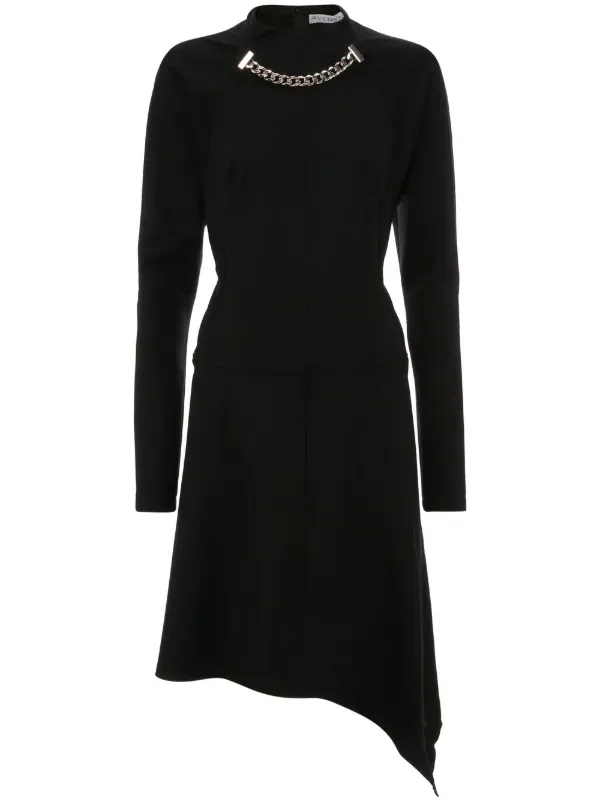 JW Anderson Chained Asymmetric-hem Midi-dress in Black