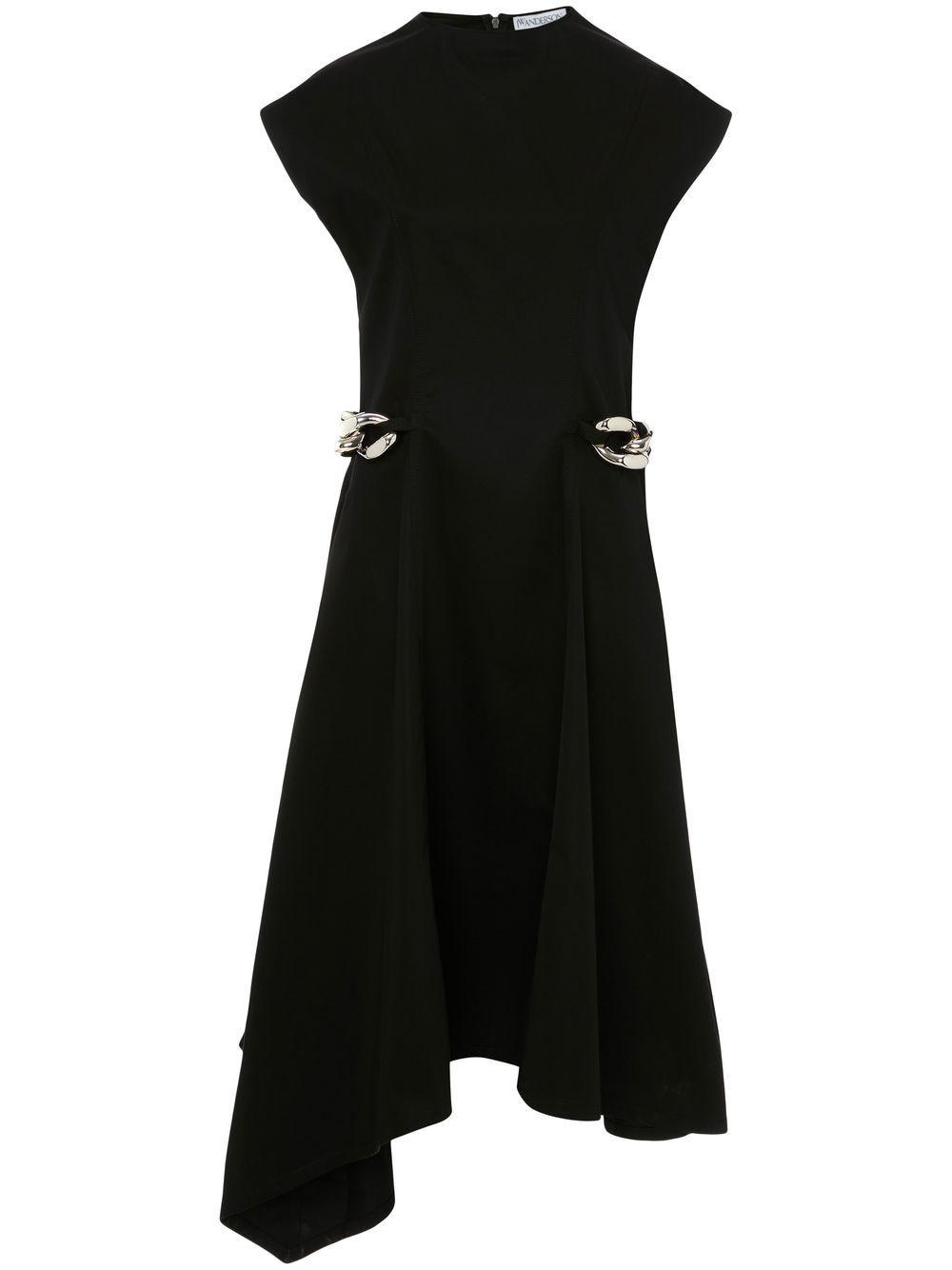 Shop Jw Anderson Chain-detailed Asymmetric Midi Dress In Black
