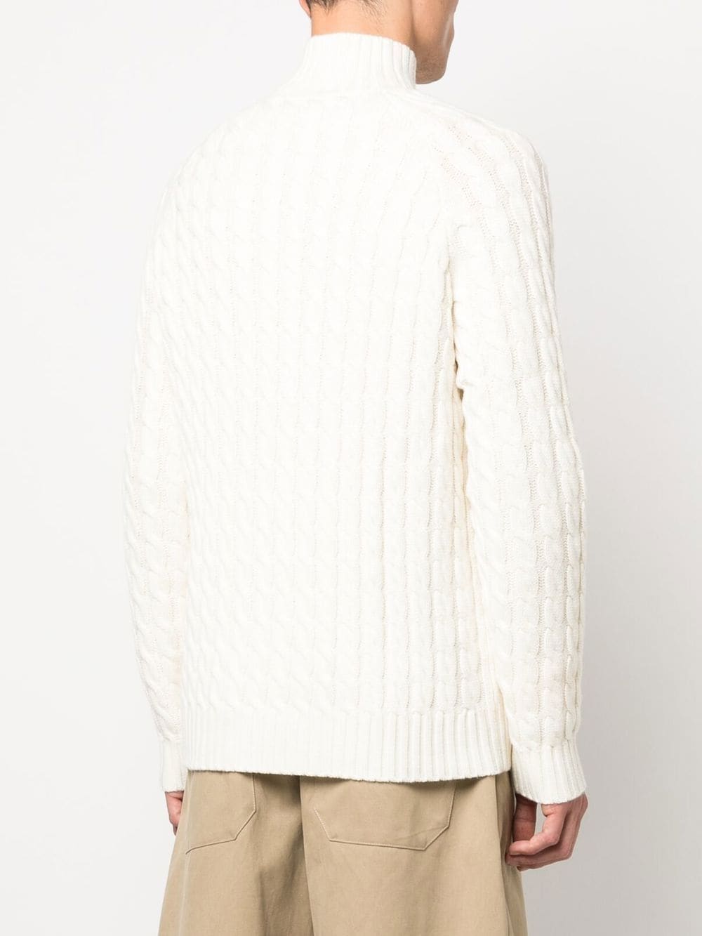 Shop Jw Anderson Henley Cable-knit Jumper In White