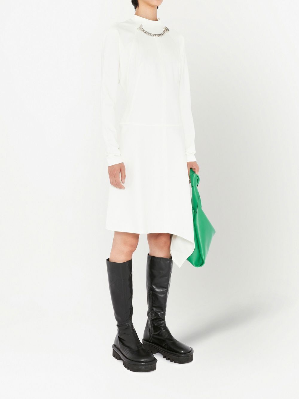 Shop Jw Anderson Chain-neck Asymmetric-hem Dress In White