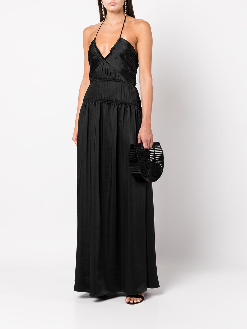 Jonathan Simkhai Clementine Pleated Halterneck Gown In Black | ModeSens