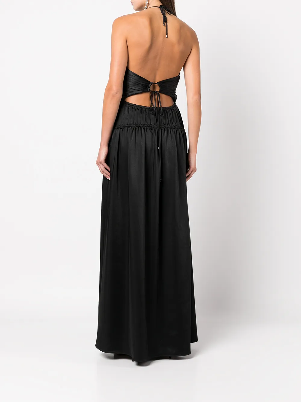 Jonathan Simkhai Clementine Pleated Halterneck Gown In Black ModeSens