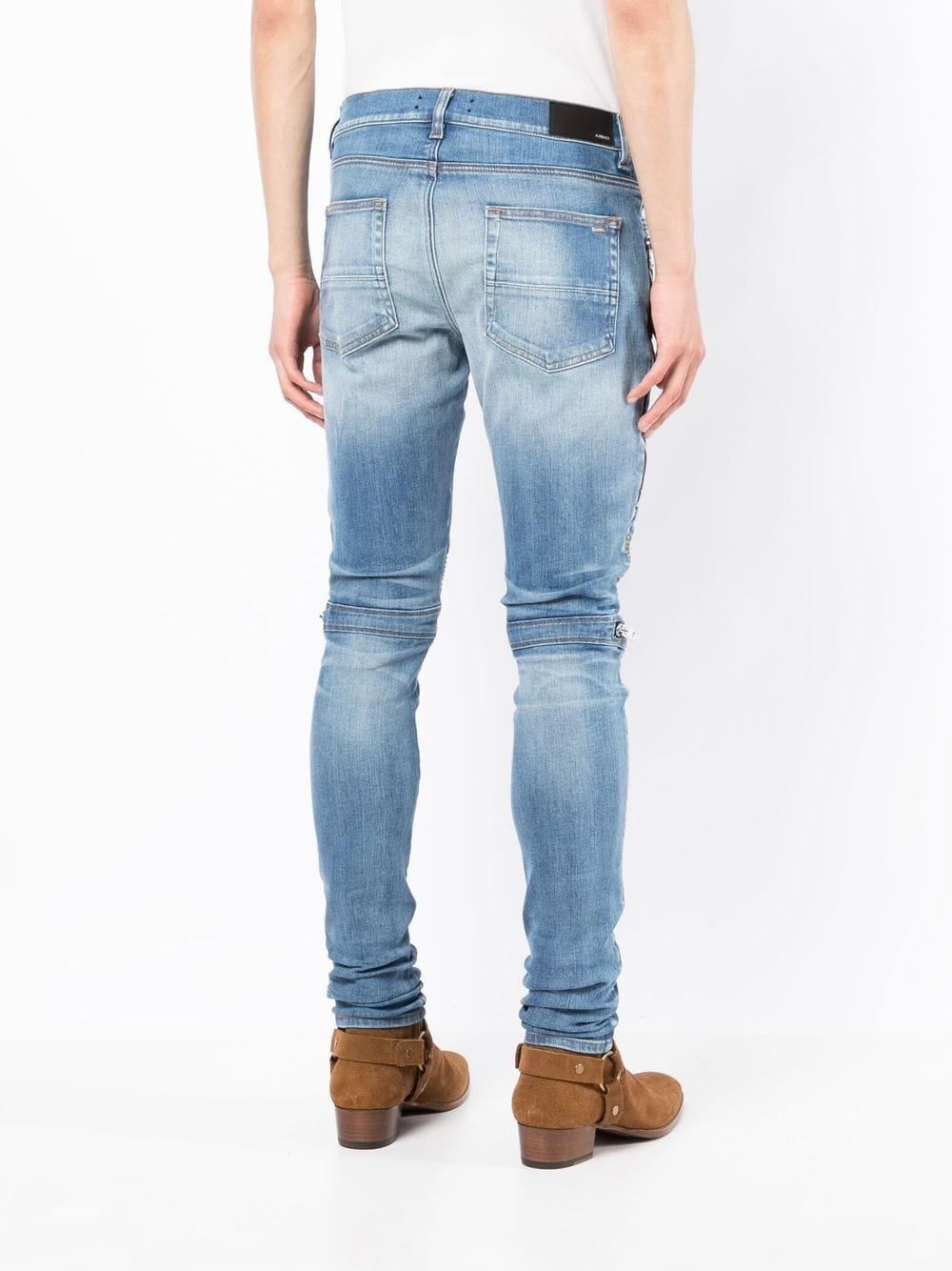 Shop Amiri Paisley-patch Skinny Jeans In Blue