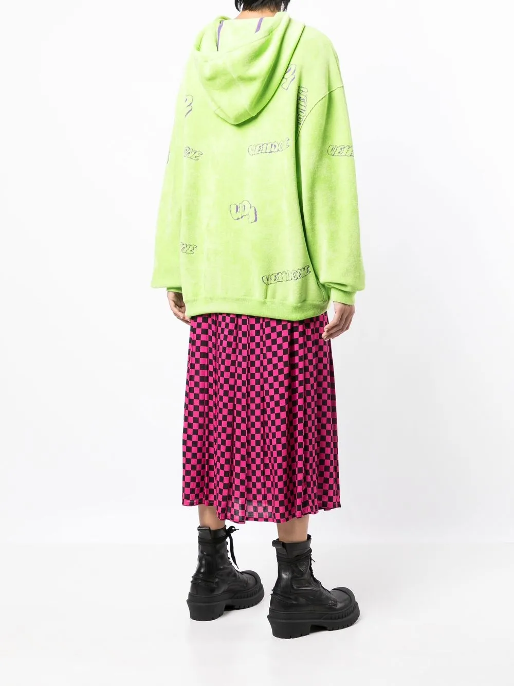 We11 Done Terry-cloth Zip-up Hoodie In Green