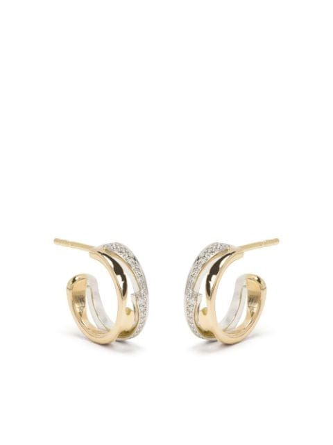 Georg Jensen - 18kt white and yellow gold Fusion diamond hoop earring