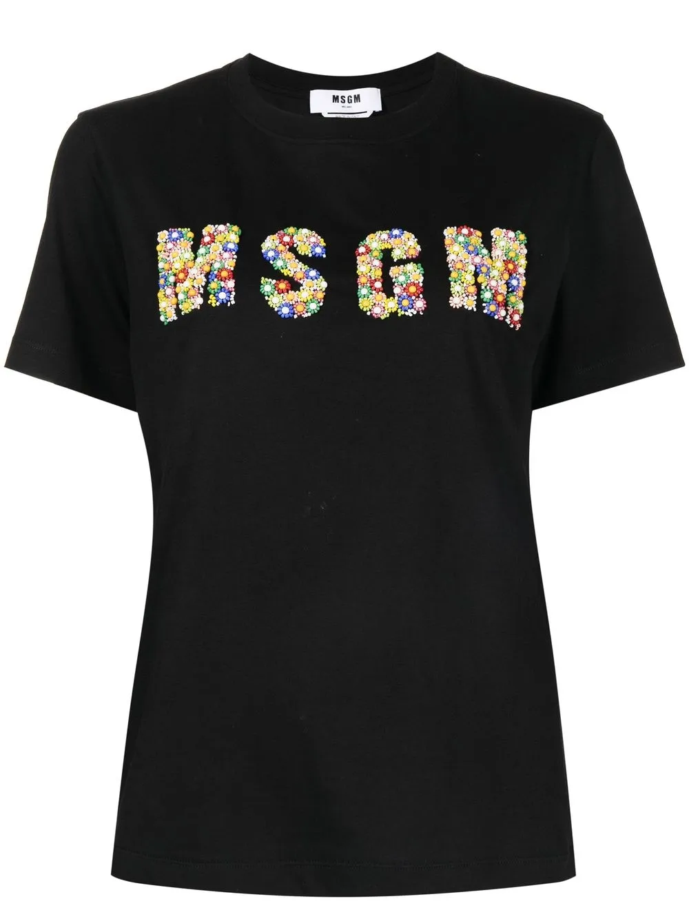 

MSGM Flower applique-logo T-shirt - Black