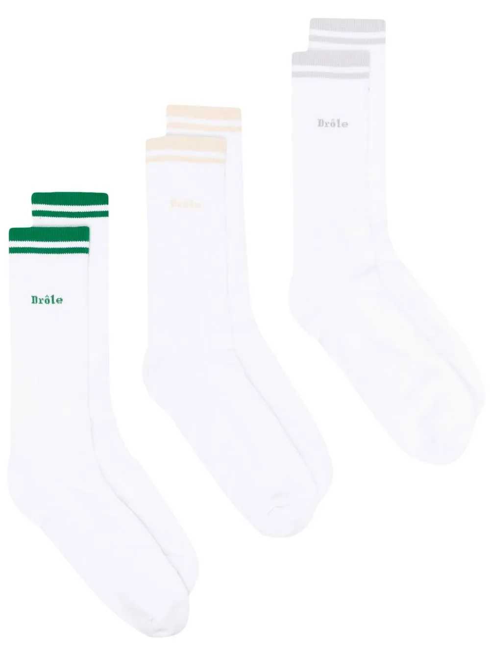 

Drôle De Monsieur logo-print ribbed ankle socks (set of 3) - White