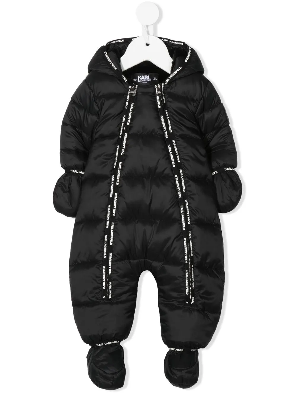 

Karl Lagerfeld Kids logo-tape hooded snow suit - Black