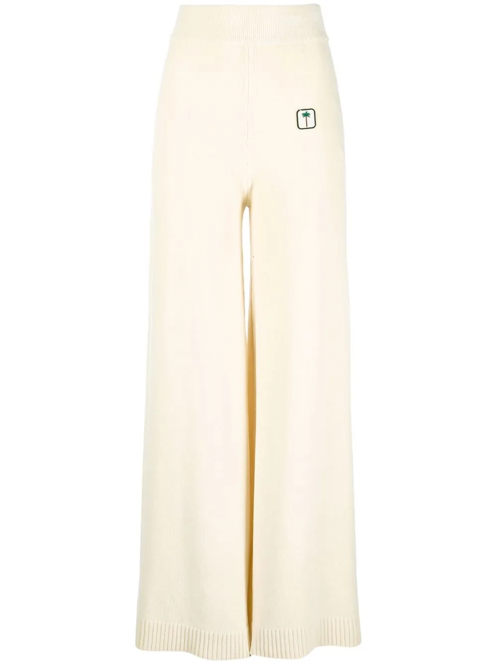 logo patch flared knitted trousers