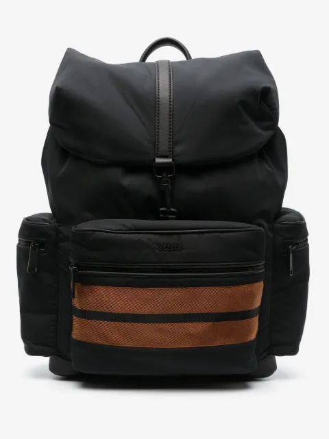 Zegna stripe-trim backpack