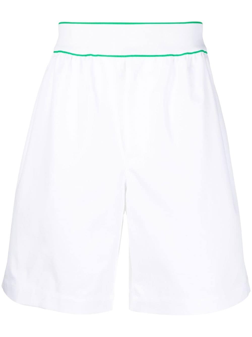 Bottega Veneta Logo-waistband Bermuda Shorts In Weiss