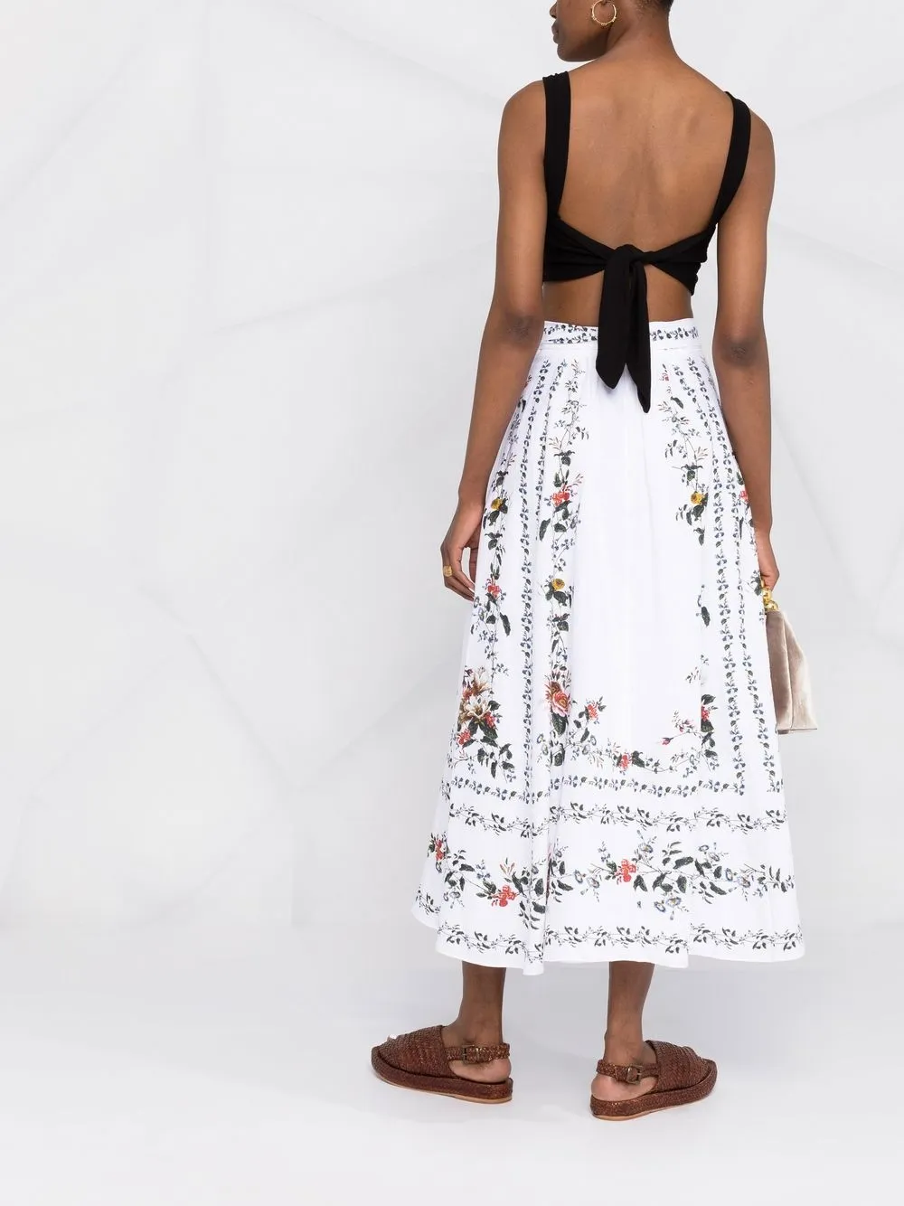Erdem Women's Bernadette Linen Midi Skirt In 白色