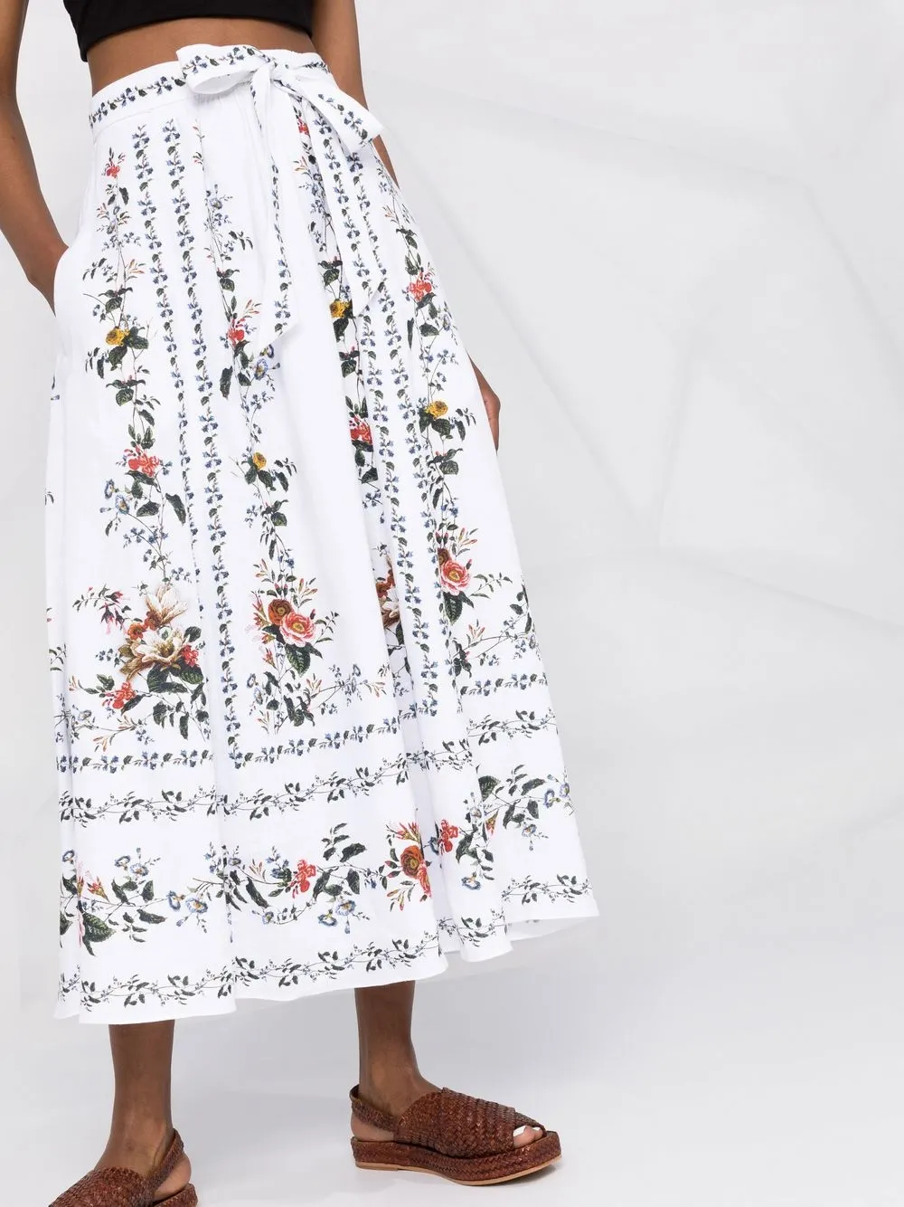 Erdem Women's Bernadette Linen Midi Skirt In 白色