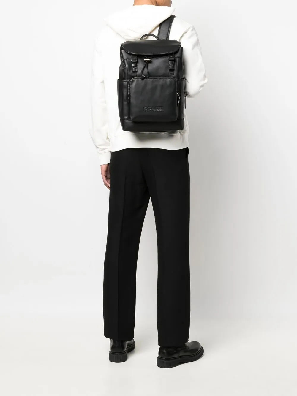 Coach Embossedlogo Detail Backpack In Black ModeSens