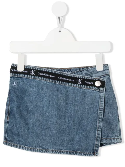 Calvin Klein Kids تنورة جينز بشريط شعار الماركة