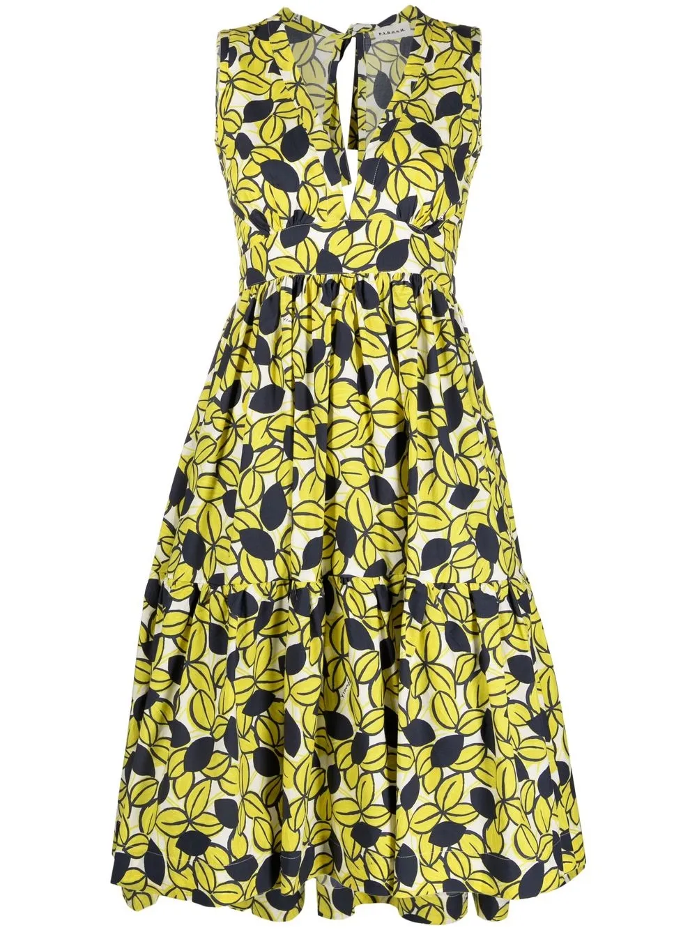 

P.A.R.O.S.H. vestido corto con hojas estampadas - Amarillo