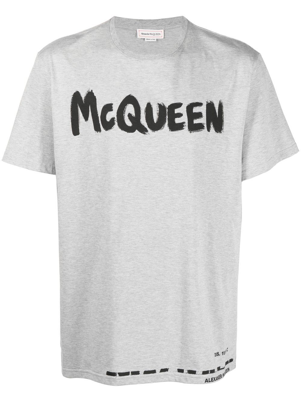 Shop Alexander Mcqueen Logo-print Cotton T-shirt In Grey