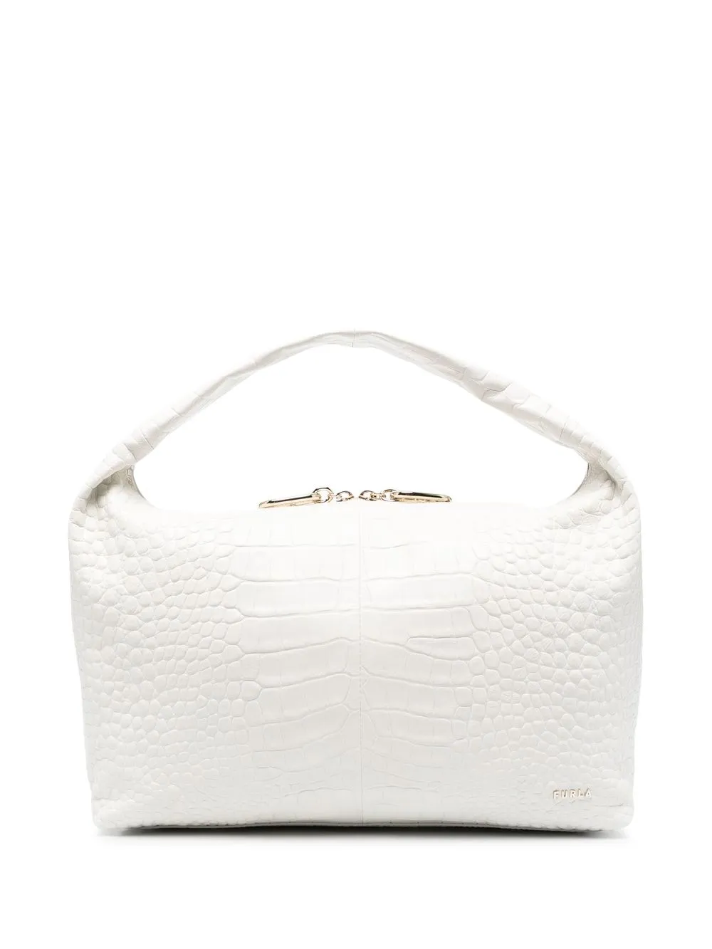 

Furla tote con efecto de piel de cocodrilo - Blanco