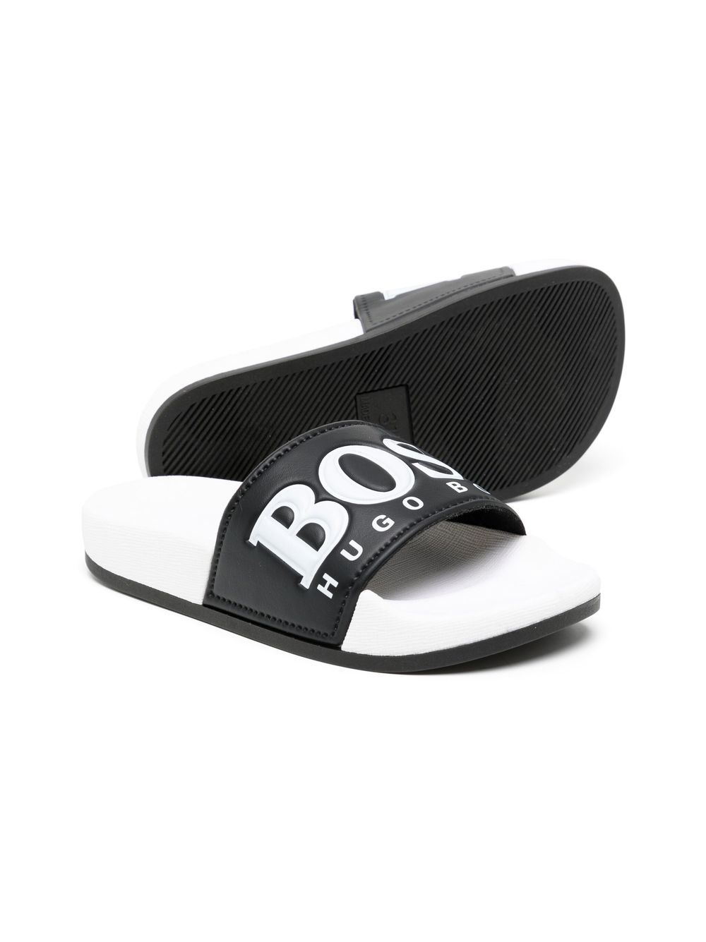 BOSS Kidswear Slippers met logoprint - Wit