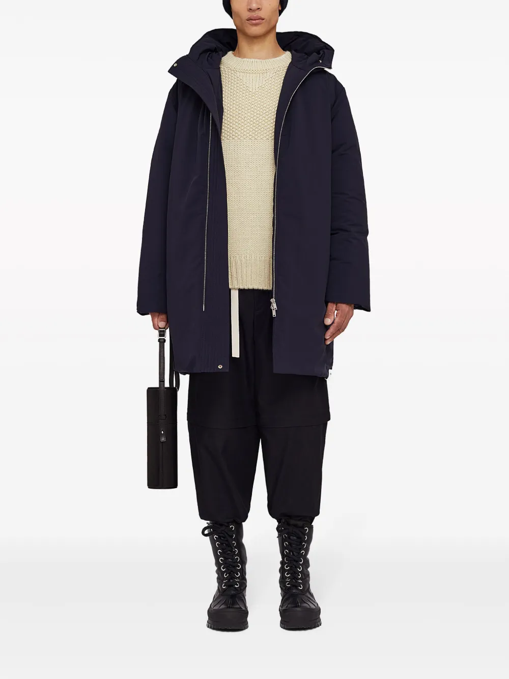 Jil Sander Donsjack met capuchon Blauw