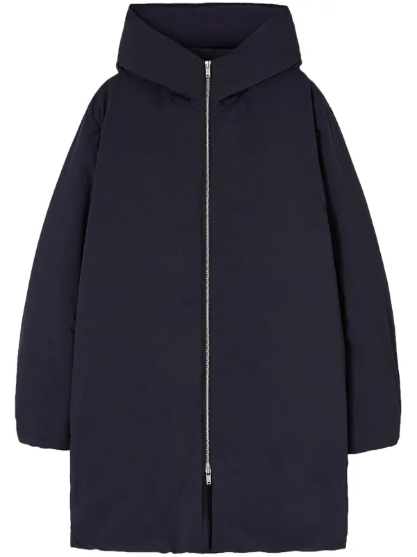 Jil Sander mid-length Hooded Down Jacket | Blue | FARFETCH JO