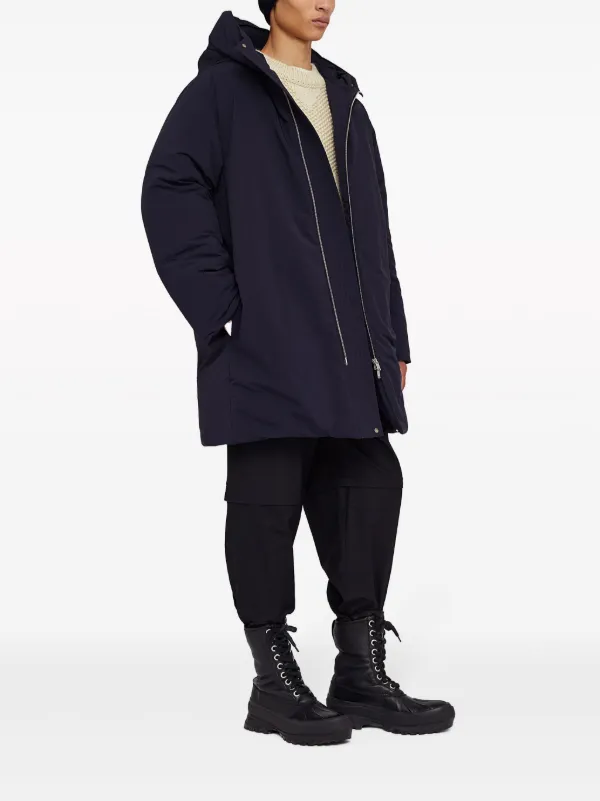 Jil Sander mid-length Hooded Down Jacket | Blue | FARFETCH AO