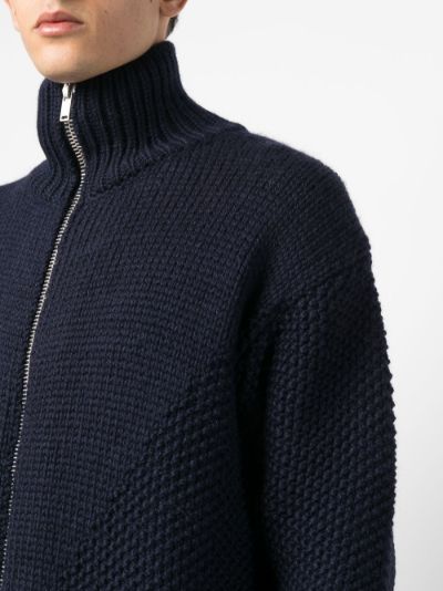 Jil Sander chunky-knit zip-up jumper blue | MODES