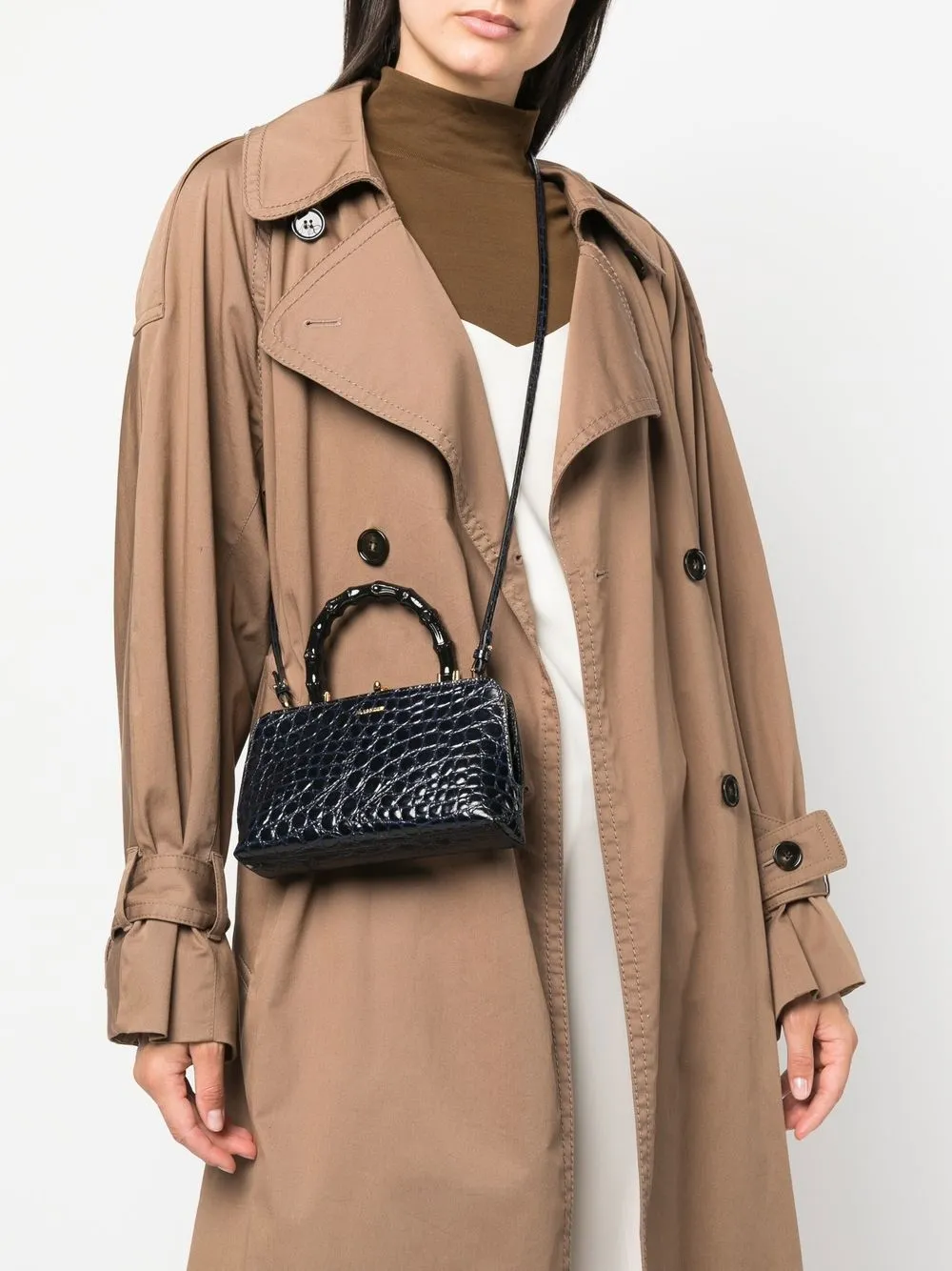 Jil Sander Goji tas met bamboe handgreep - Blauw