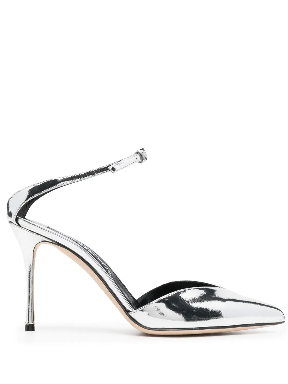 

Sergio Rossi Godiva 95mm metallic leather mules - Silver