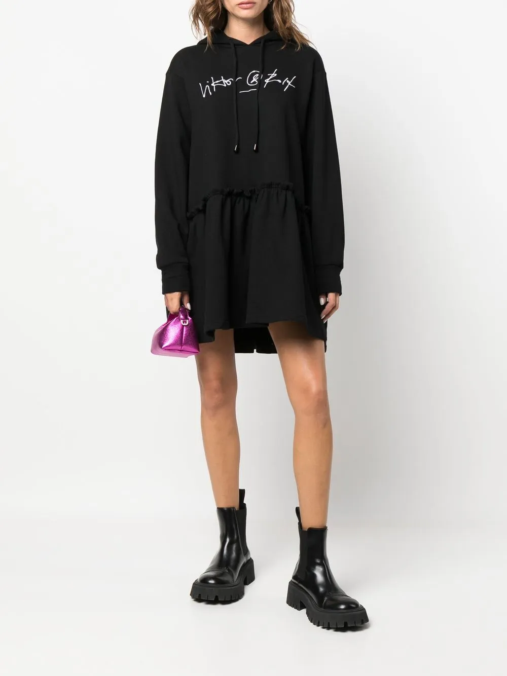  Viktor & Rolf Sweatshirtkleid Mit Logo Stickerei   Schwarz 