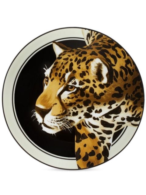 Dolce & Gabbana juego de dos platos de postre con estampado de leopardo