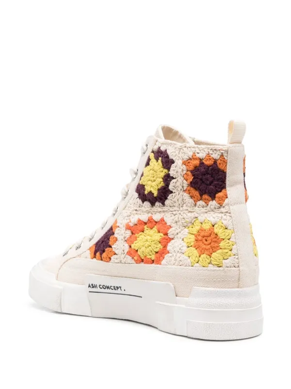 white crochet trainers