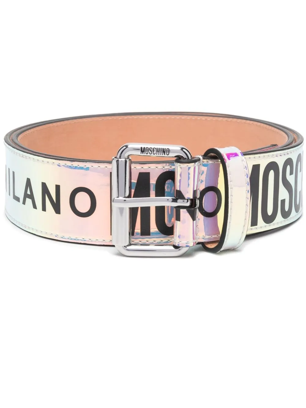 metallic-effect leather belt