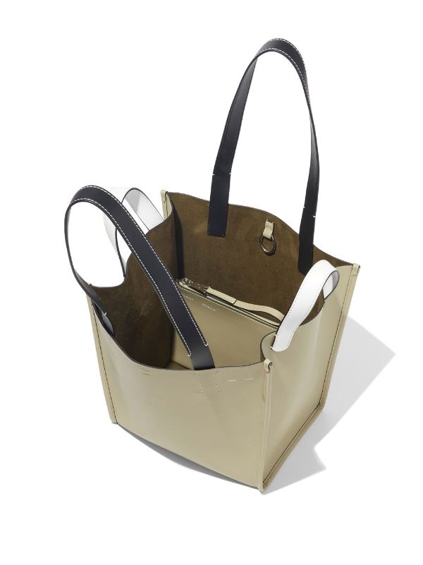 White Calfskin Large Logo Tote