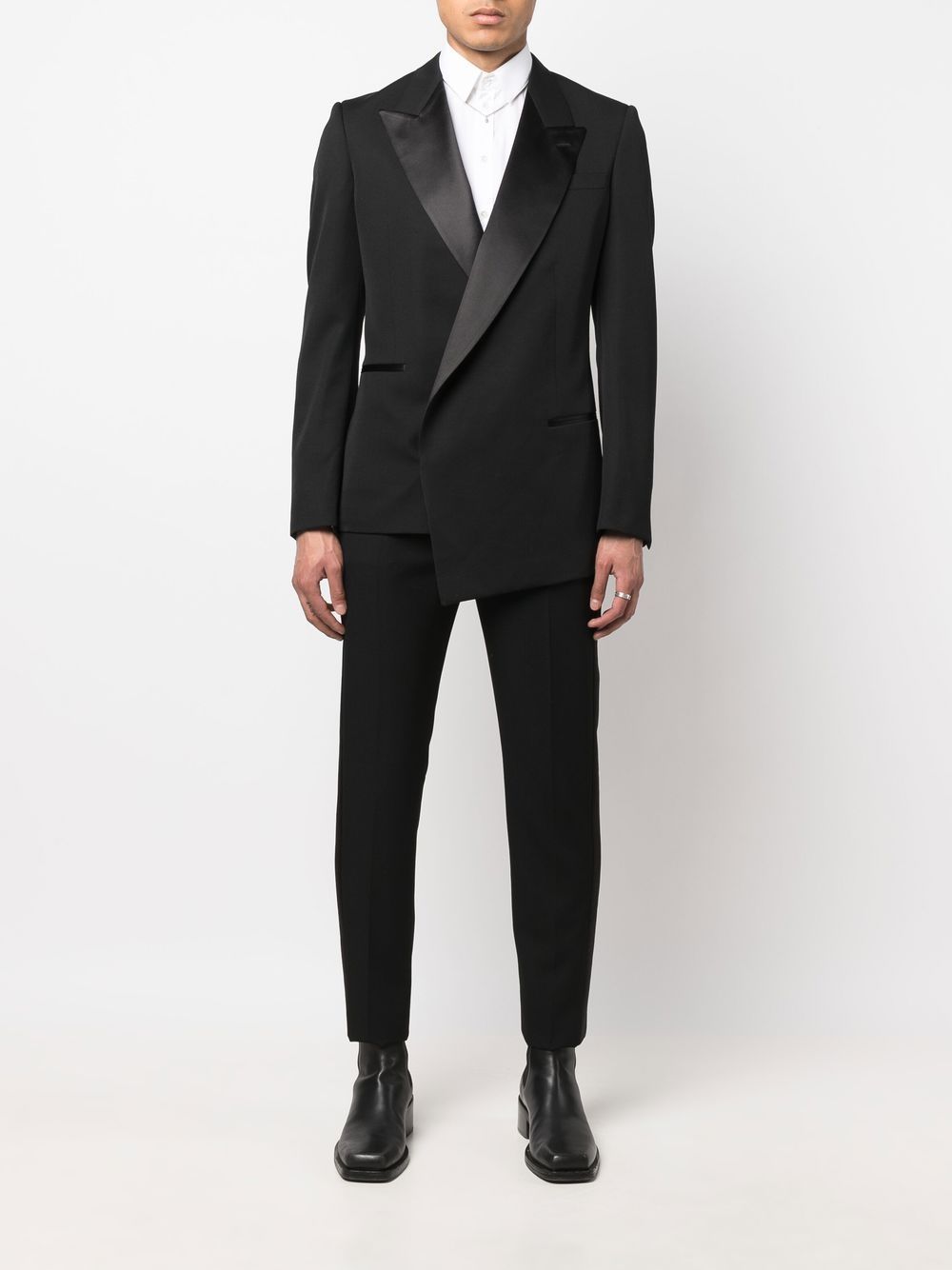 Shop Alexander Mcqueen Silk Side Panel Tailored Trousers In 黑色