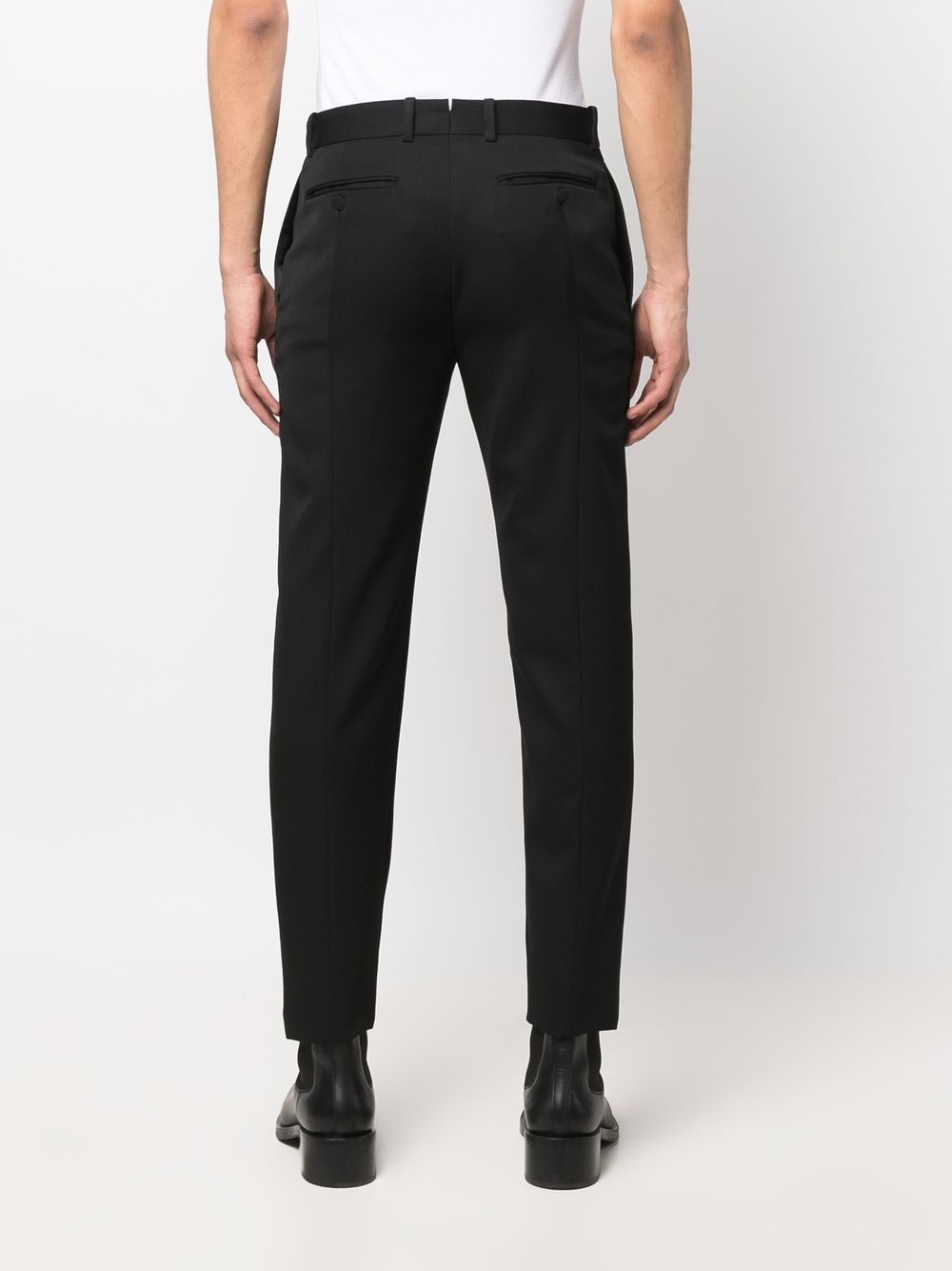 Shop Alexander Mcqueen Silk Side Panel Tailored Trousers In 黑色