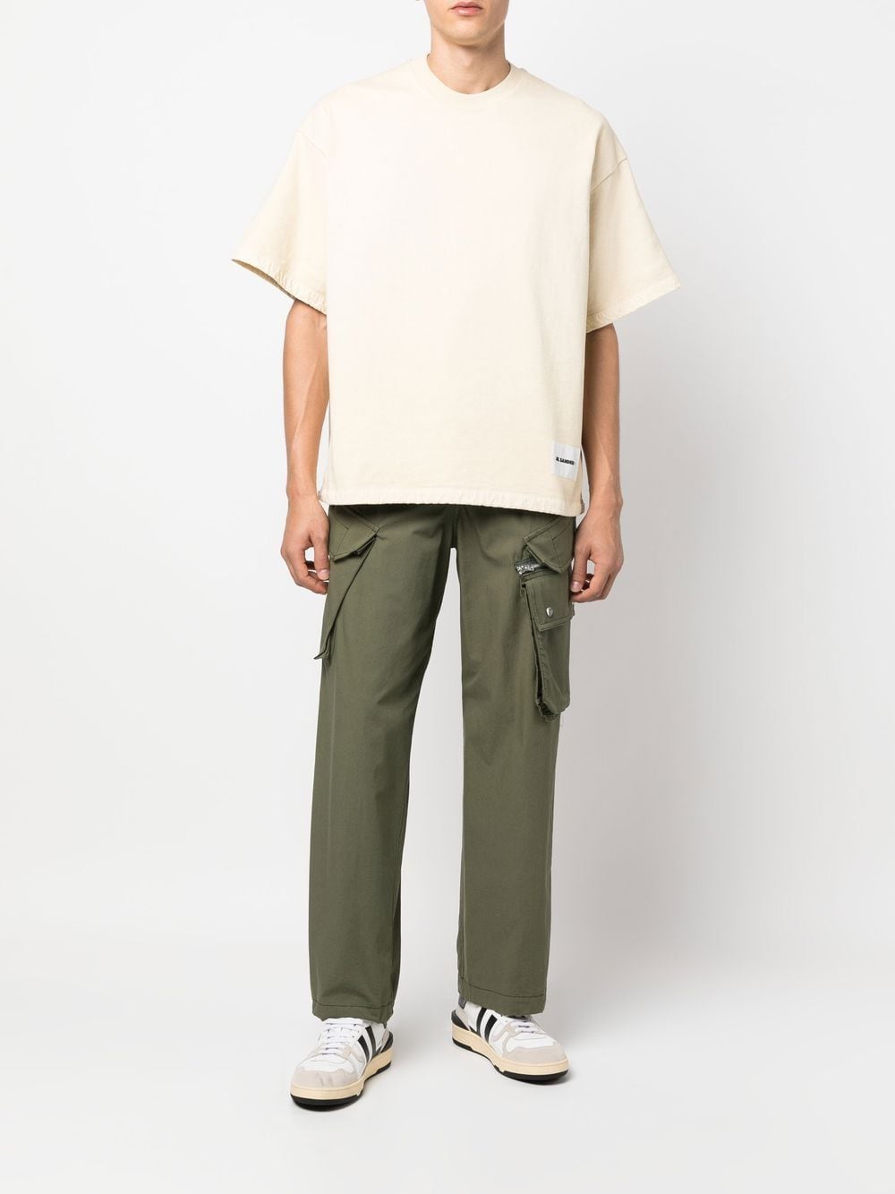 Jil Sander T-shirt met logopatch - Beige