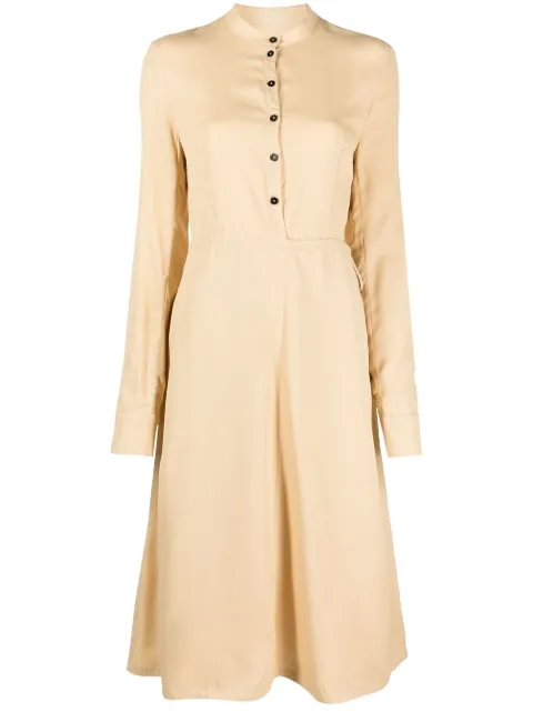 Jil Sander collarless long-sleeve midi dress