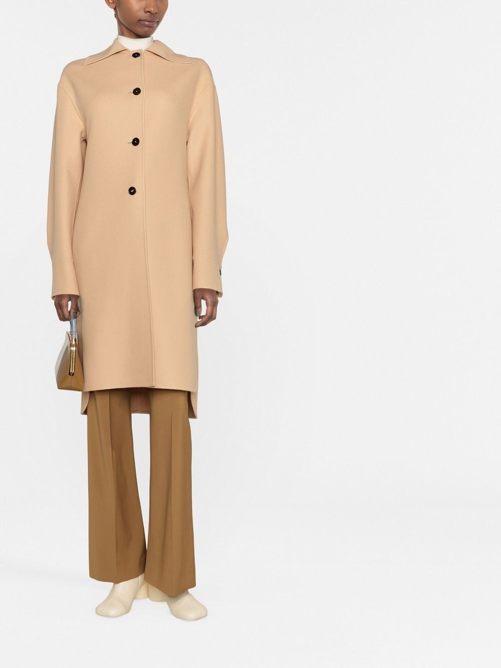 Shop Jil Sander Cashmere Single-breasted Coat In Nude