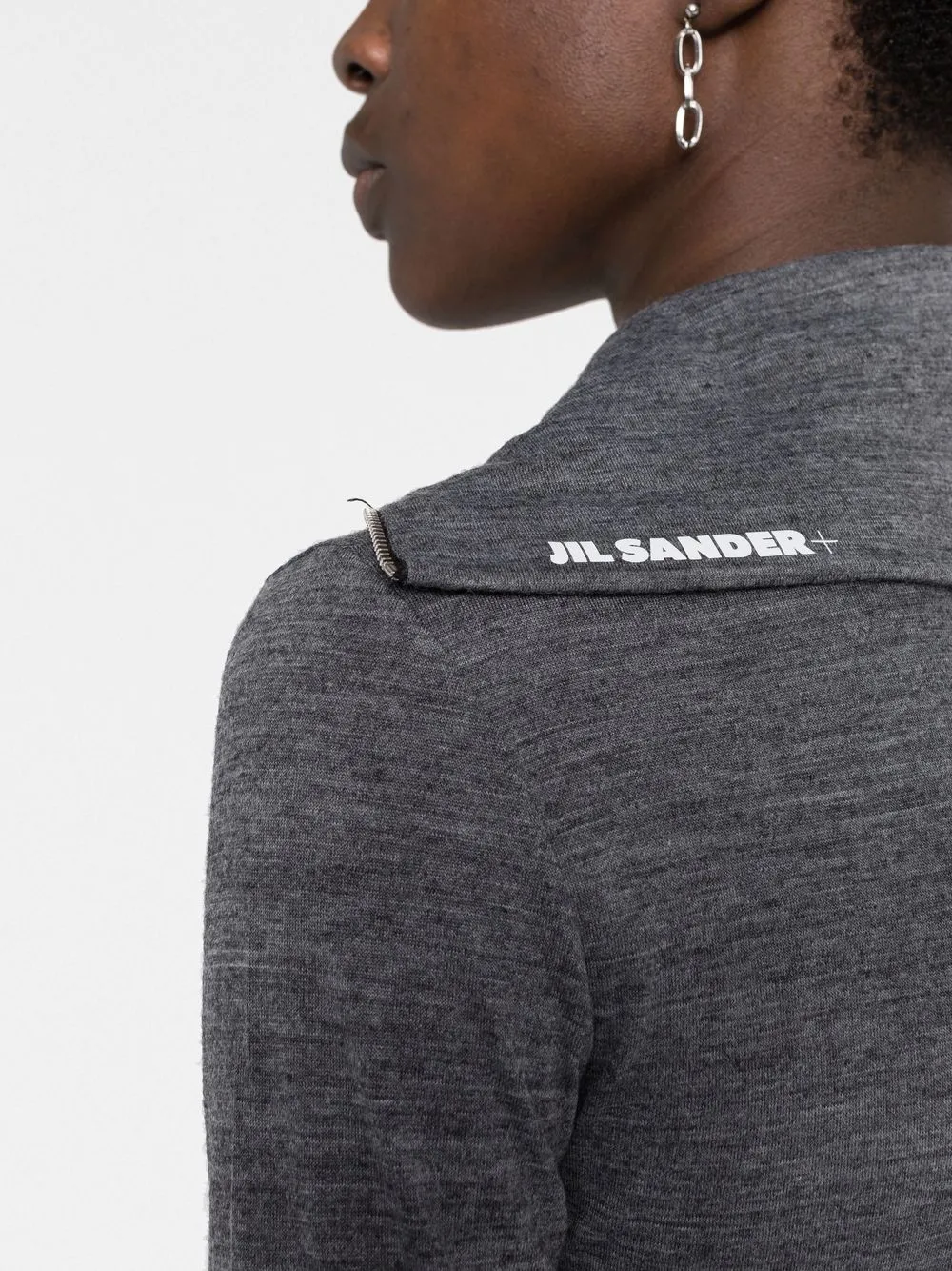 Jil Sander Logo-print Roll-neck Knitted Top In 灰色