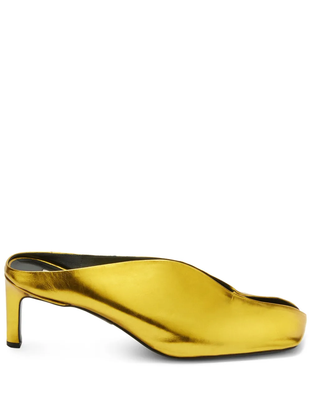 Shop Jil Sander Square Shape Pumps In Gold