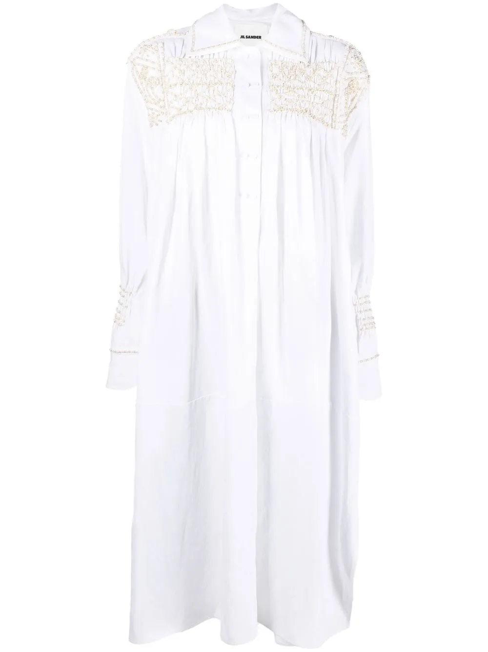 

Jil Sander vestido camisero manga larga - Blanco