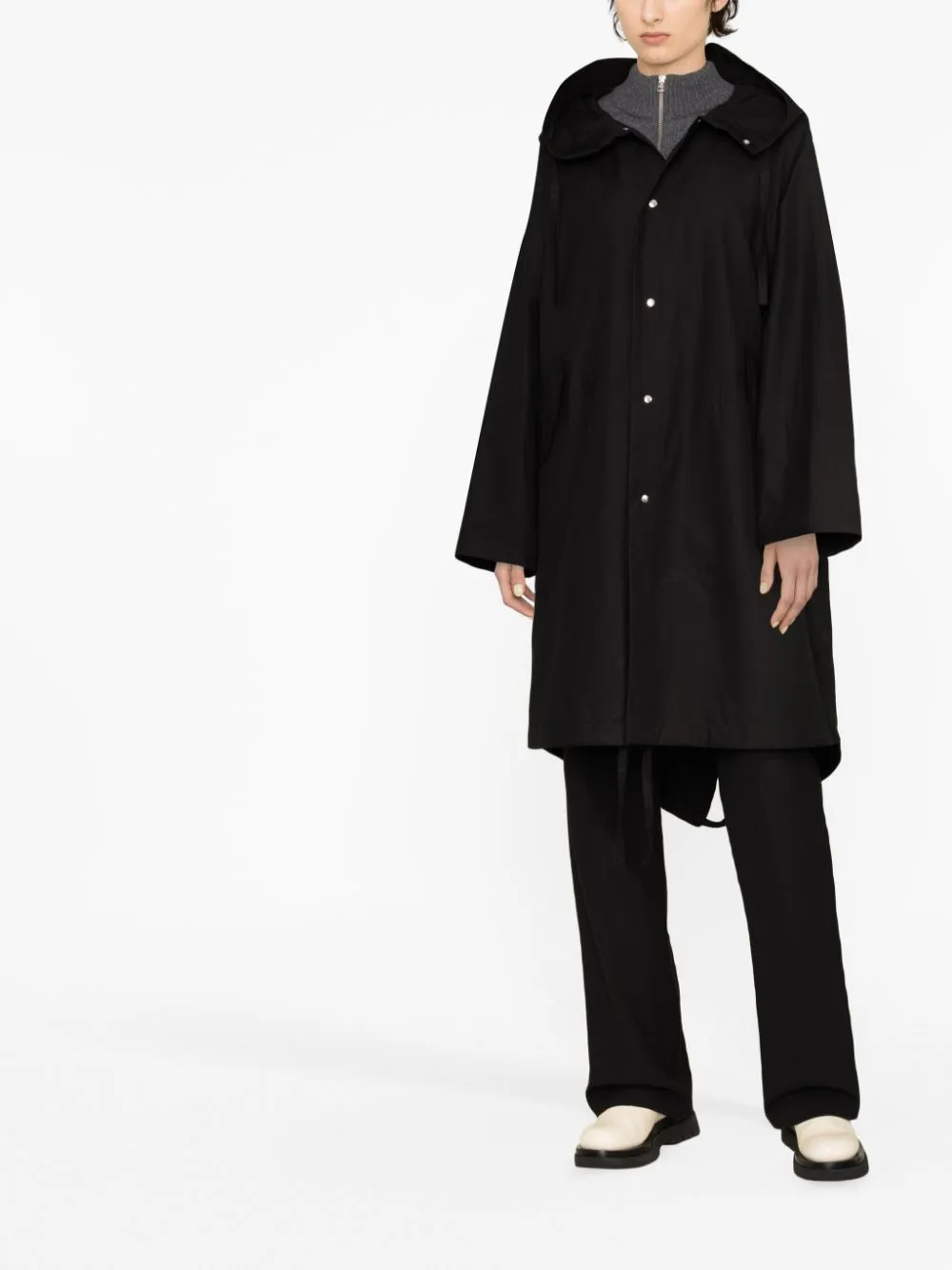 Shop Jil Sander Logo-print Cotton Parka Coat In Black