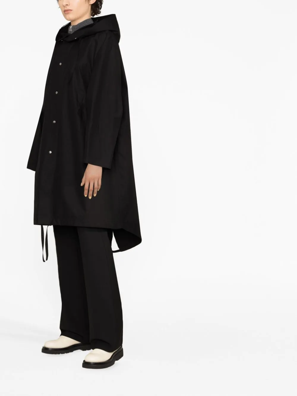 Shop Jil Sander Logo-print Cotton Parka Coat In Black