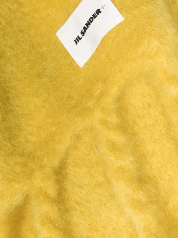 Jil Sander logo-patch Mohair Scarf | Yellow | FARFETCH