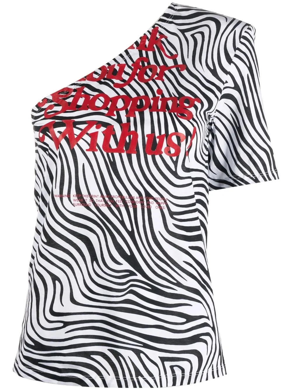 

Philosophy Di Lorenzo Serafini slogan-print one-shoulder T-shirt - White