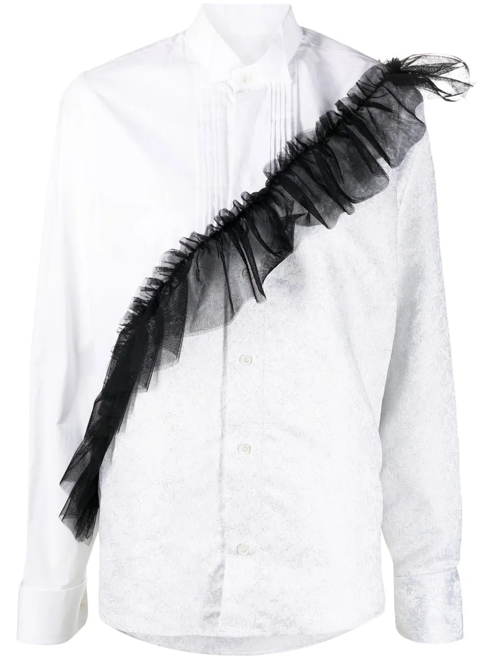 

Viktor & Rolf tulle-detail long-sleeve tuxedo shirt - White