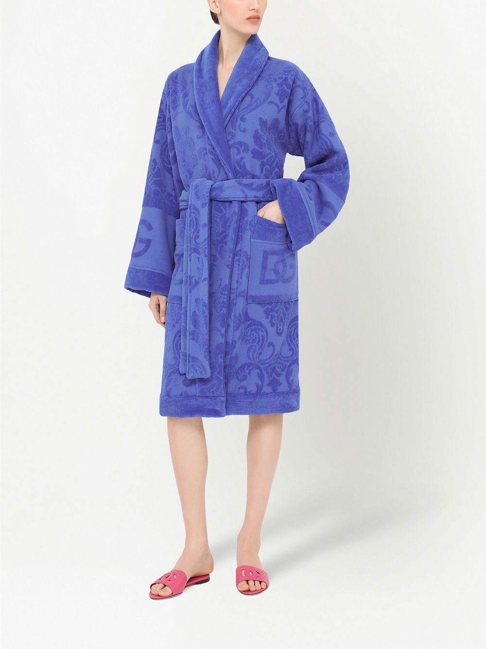 Shop Dolce & Gabbana Long Sleeve Bathrobe In Purple